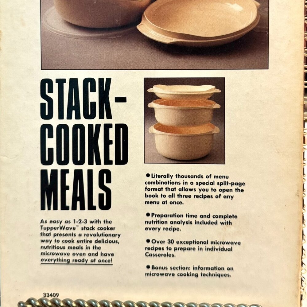 TUPPERWAVE STACK-COOKED MEALS Cookbook Vintage 1990 Microwave Menus Spiral HC. - Picture 4 of 16